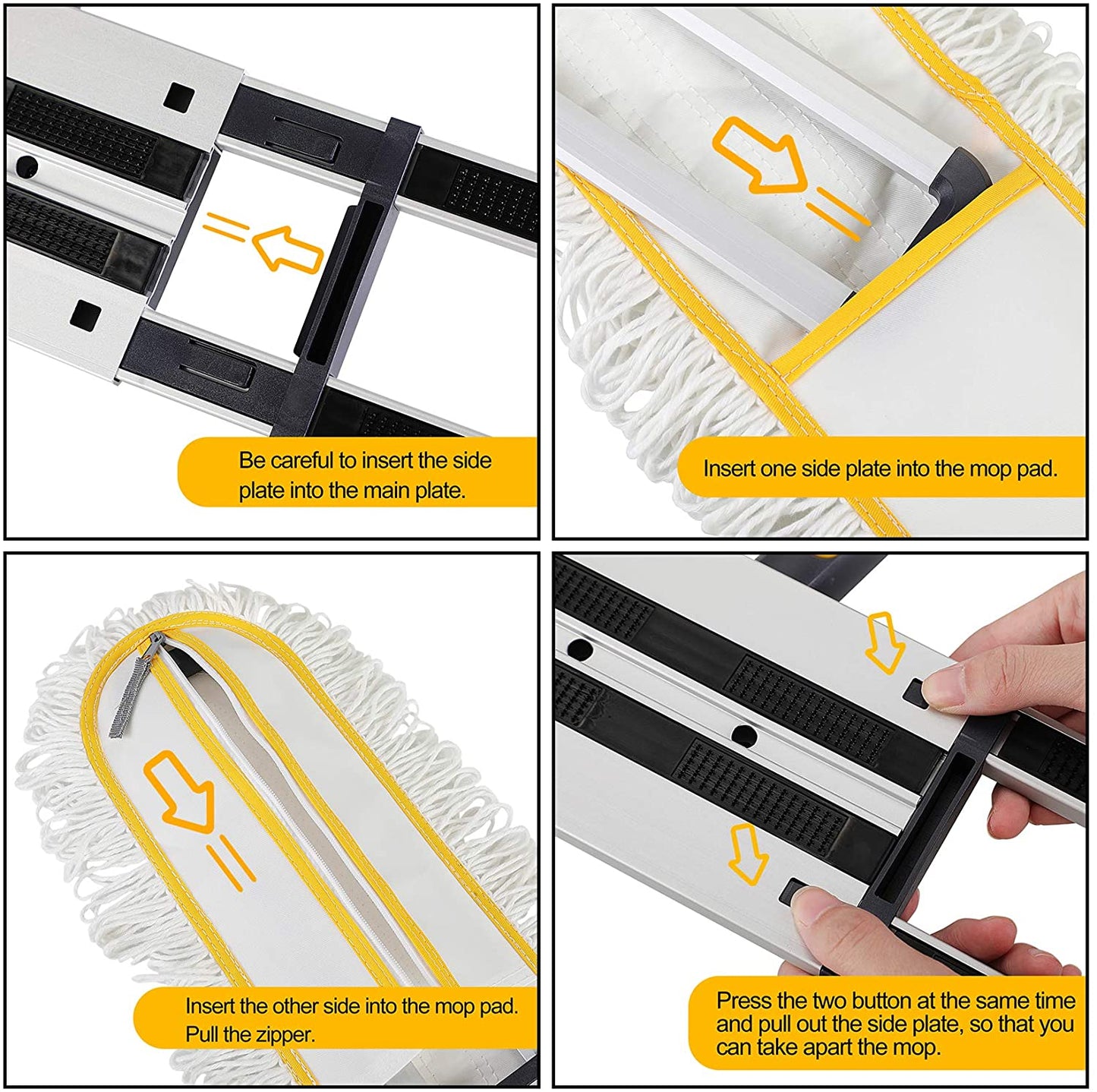 Yocada Industrial Dust Mop with Telescopic Aluminum Pole for Hardwood Laminate Tile Floor, Yellow