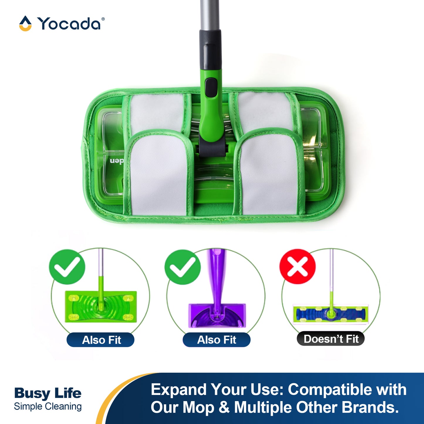 Yocada Microfiber Replacement Mop Pad - Washable & Reusable, Clip-On Universal Fit for Sweeper Mops, Deep Cleaning Power ,1 CountYocada Microfiber Replacement Mop Pad - Washable & Reusable, Clip-On Universal Fit for Sweeper Mops,1 Count