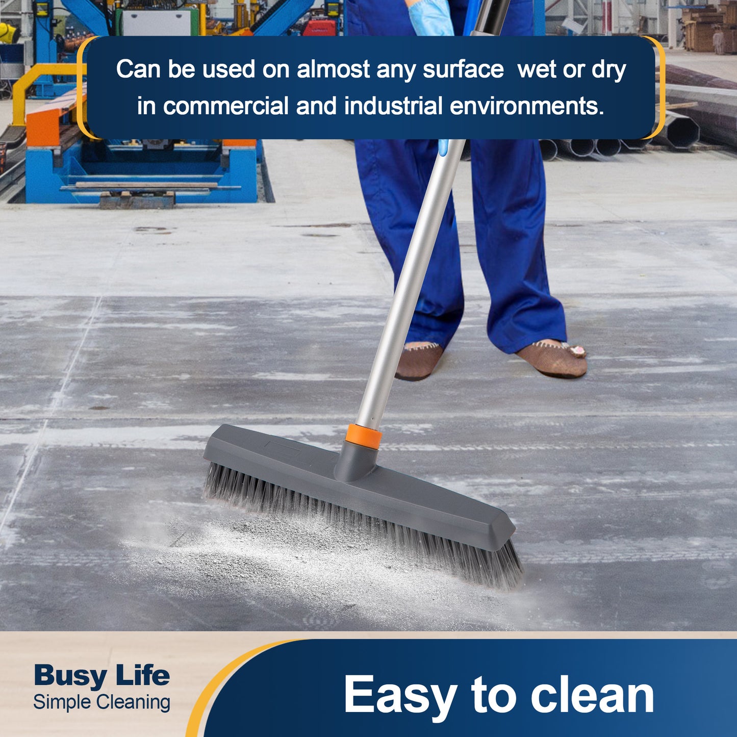 Yocada Push Broom Brush Outdoor Cleaning, Adjustable Handle, Versatile, Stiff and Durable Bristles Broom
