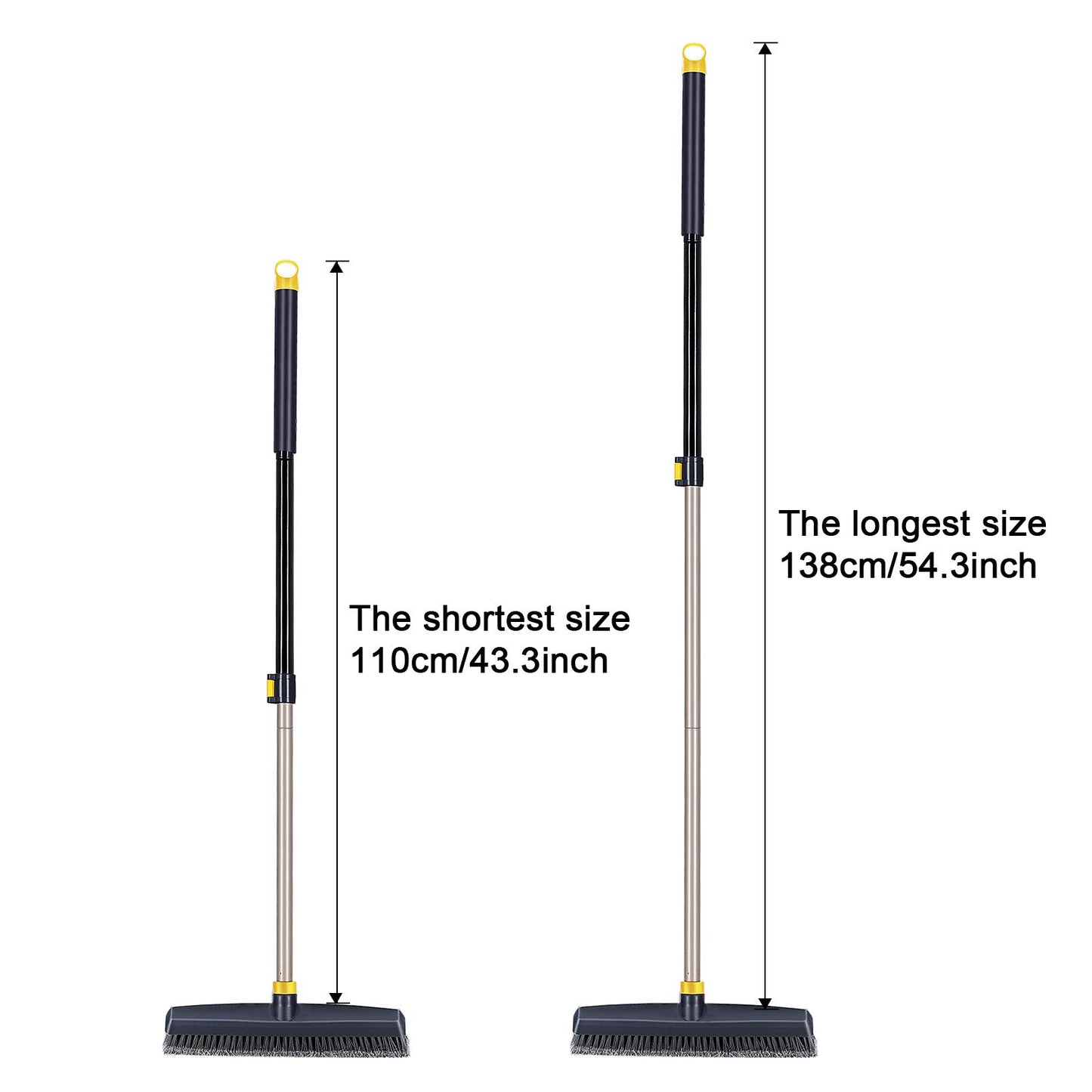 Yocada Push Broom Brush Hard Bristle Broom Head Telescopic Heavy Duty Outdoor Commercial Cleaning Bathroom Kitchen Patio Garage Deck Concrete Wood Stone Tile Flooring