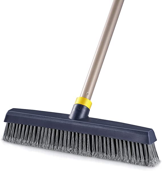 Yocada Push Broom Brush Hard Bristle Broom Head Telescopic Heavy Duty Outdoor Commercial Cleaning Bathroom Kitchen Patio Garage Deck Concrete Wood Stone Tile Flooring