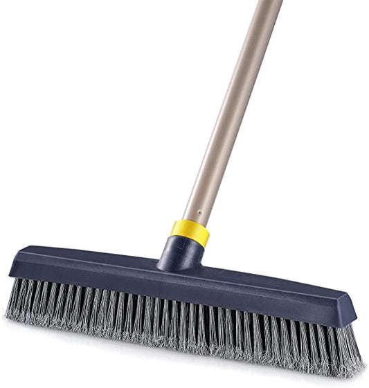 Yocada Push Broom Brush Hard Bristle Broom Head Telescopic Heavy Duty Outdoor Commercial Cleaning Bathroom Kitchen Patio Garage Deck Concrete Wood Stone Tile Flooring