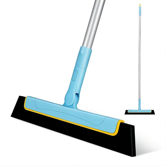 Yocada Floor Squeegee Broom with 51" Adjustable Iron Pole for Bathroom Shower Glass Tile Floor Blue