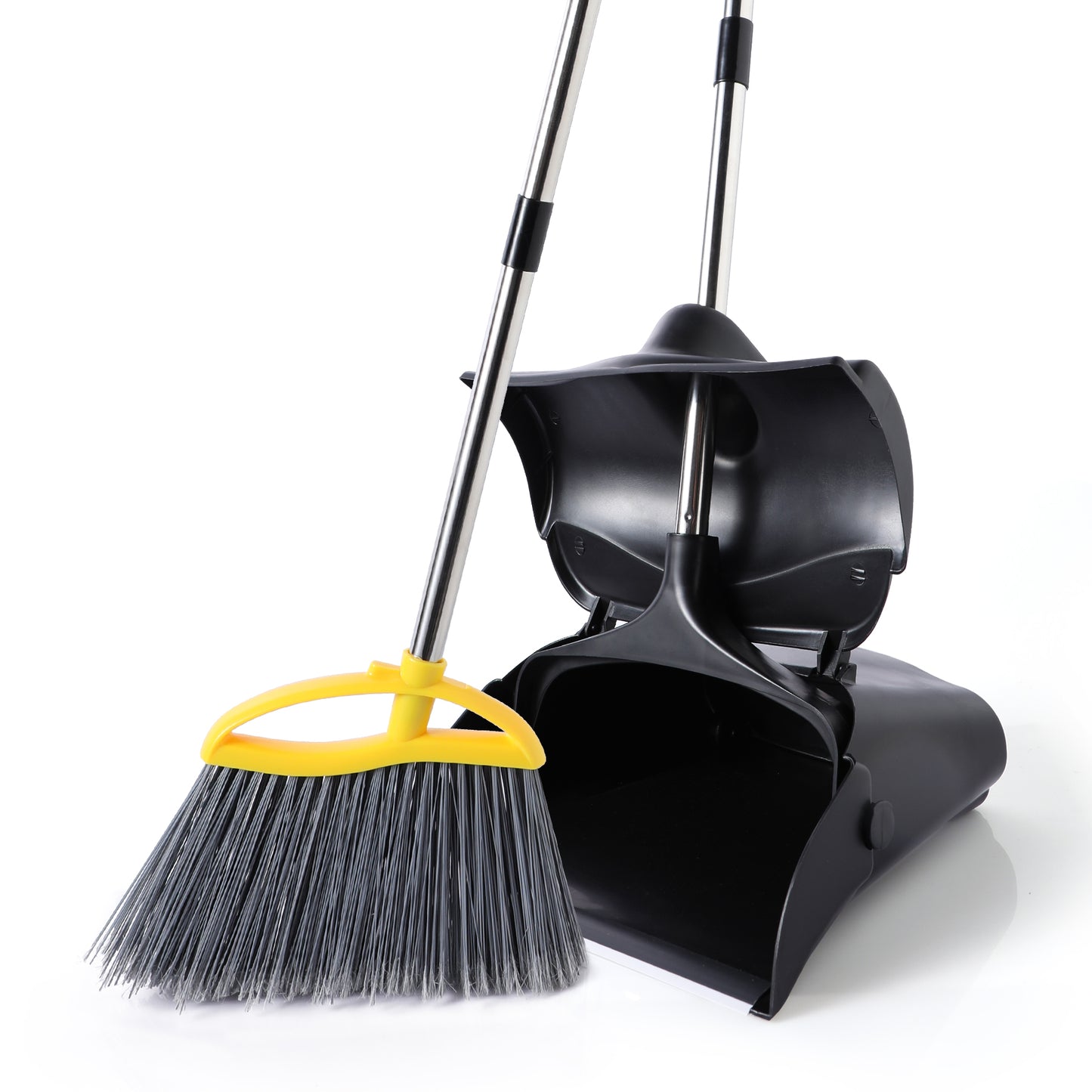 Yocada Commercial Wheeled Dustpan with Windproof Cover Heavy-Duty Large Capacity for Indoor&Outdoor,Black