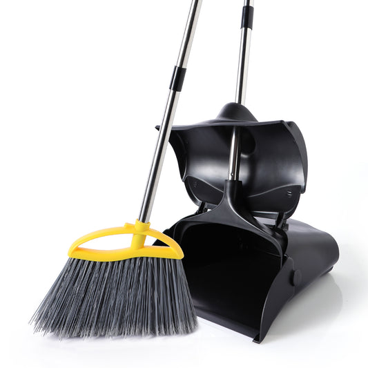 Yocada Commercial Wheeled Dustpan with Windproof Cover Heavy-Duty Large Capacity for Indoor&Outdoor,Black