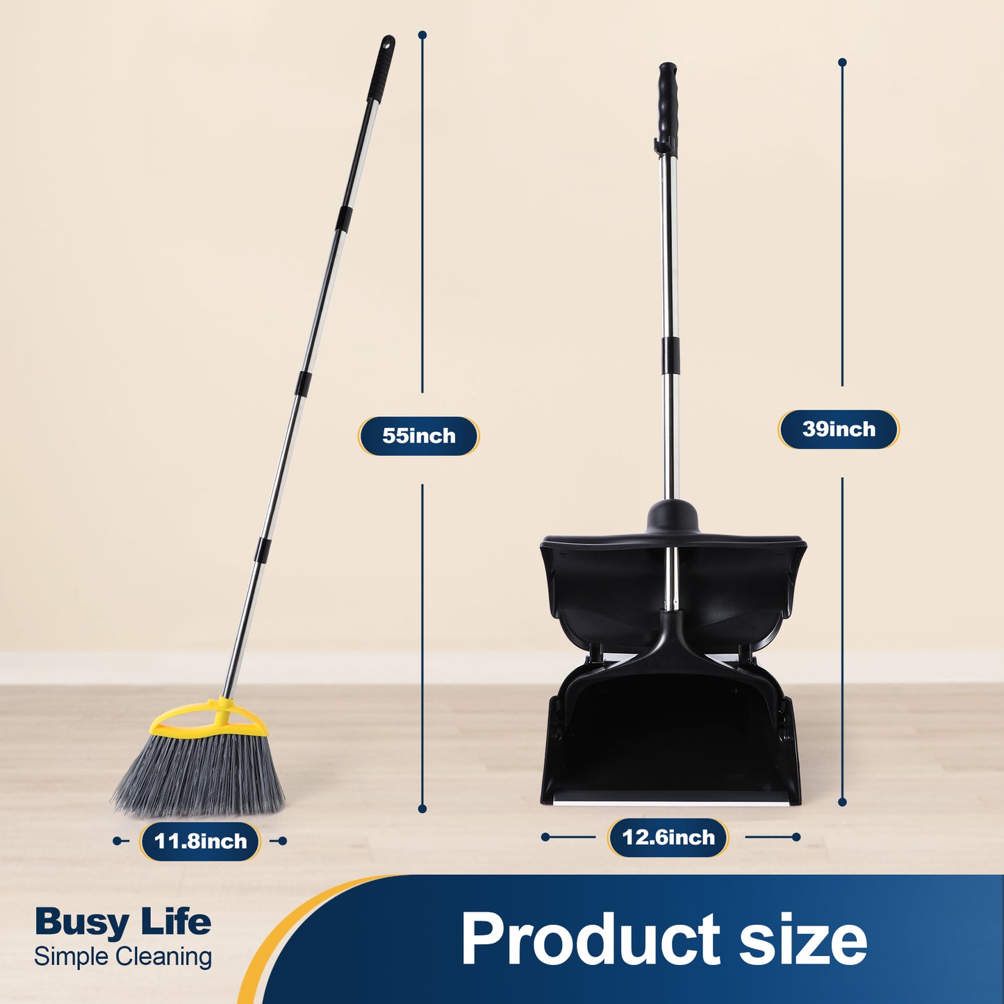 Yocada Commercial Wheeled Dustpan with Windproof Cover Heavy-Duty Large Capacity for Indoor&Outdoor,Black