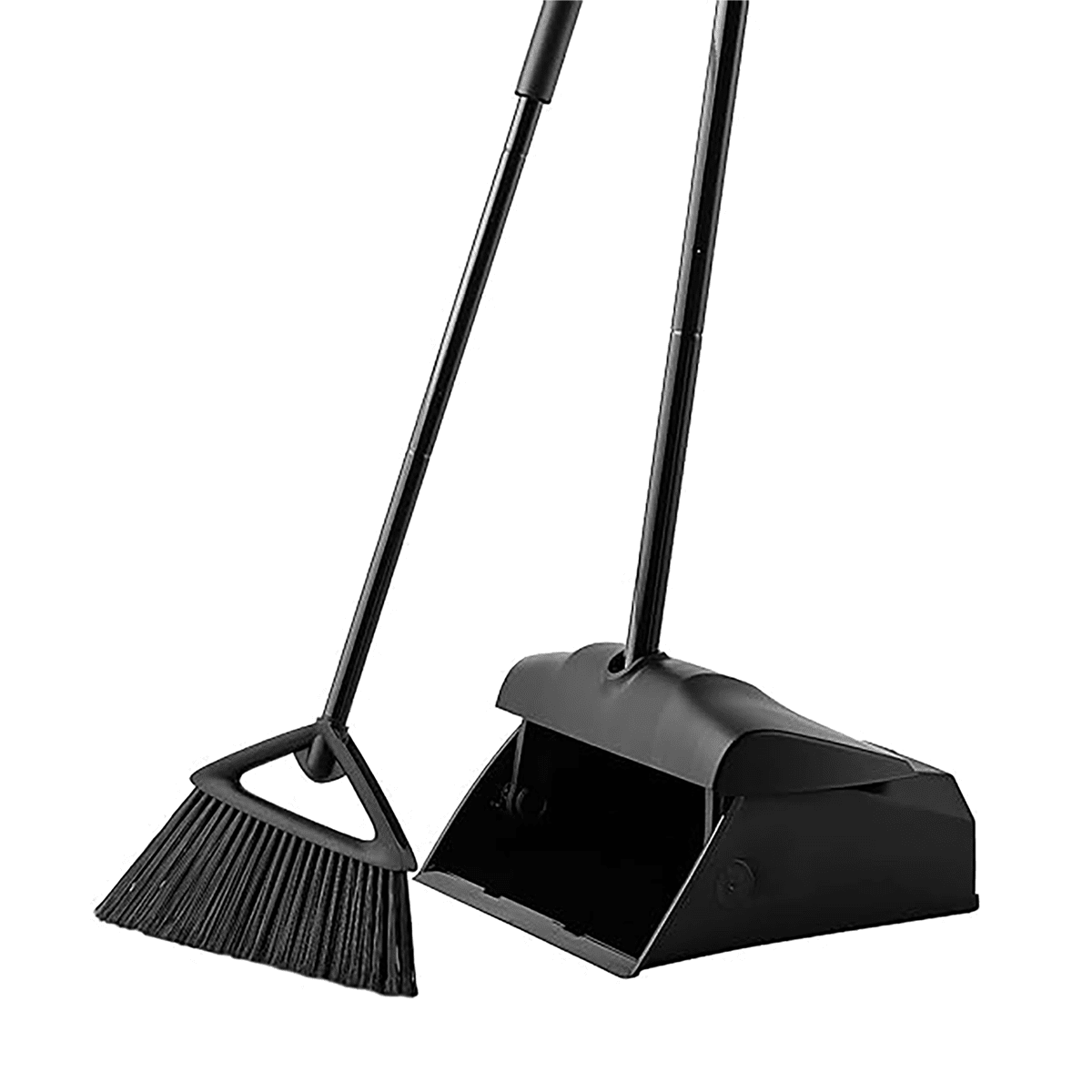 Yocada Broom and Dustpan Combo Set with 59.8" Long Handle for Home Commercial Outdoor Indoor Floor Cleaning, Black