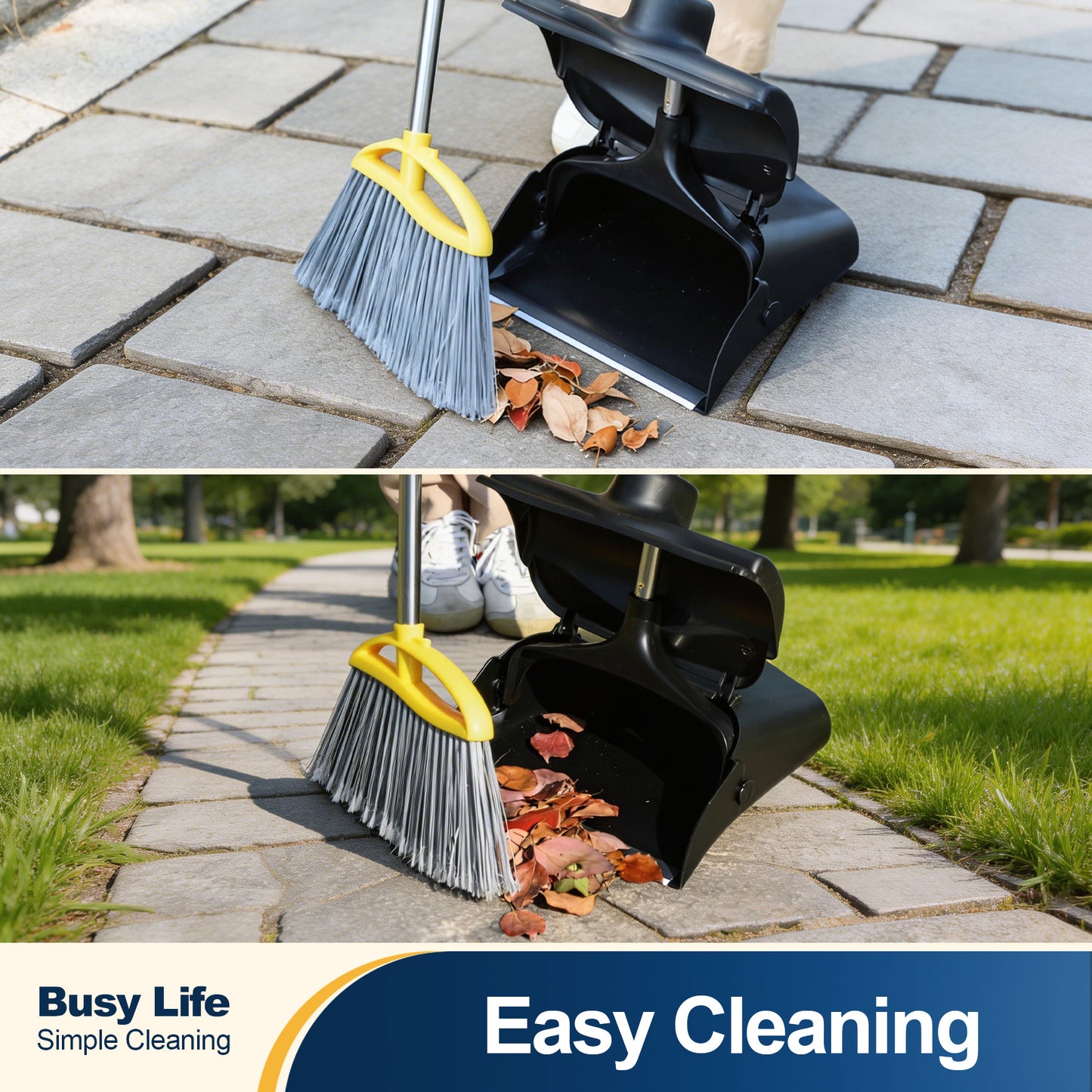 Yocada Commercial Wheeled Dustpan with Windproof Cover Heavy-Duty Large Capacity for Indoor&Outdoor,Black