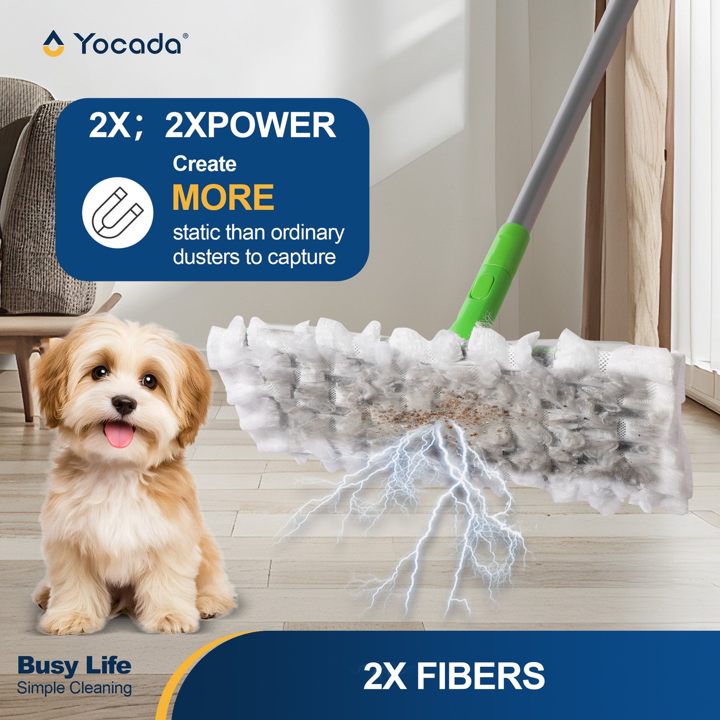 Yocada Heavy Duty Dry Sweeping Cloths, Electrostatic Pet Hair Pads Compatible with Sweeper Hardwood Laminate Tile,12 Count