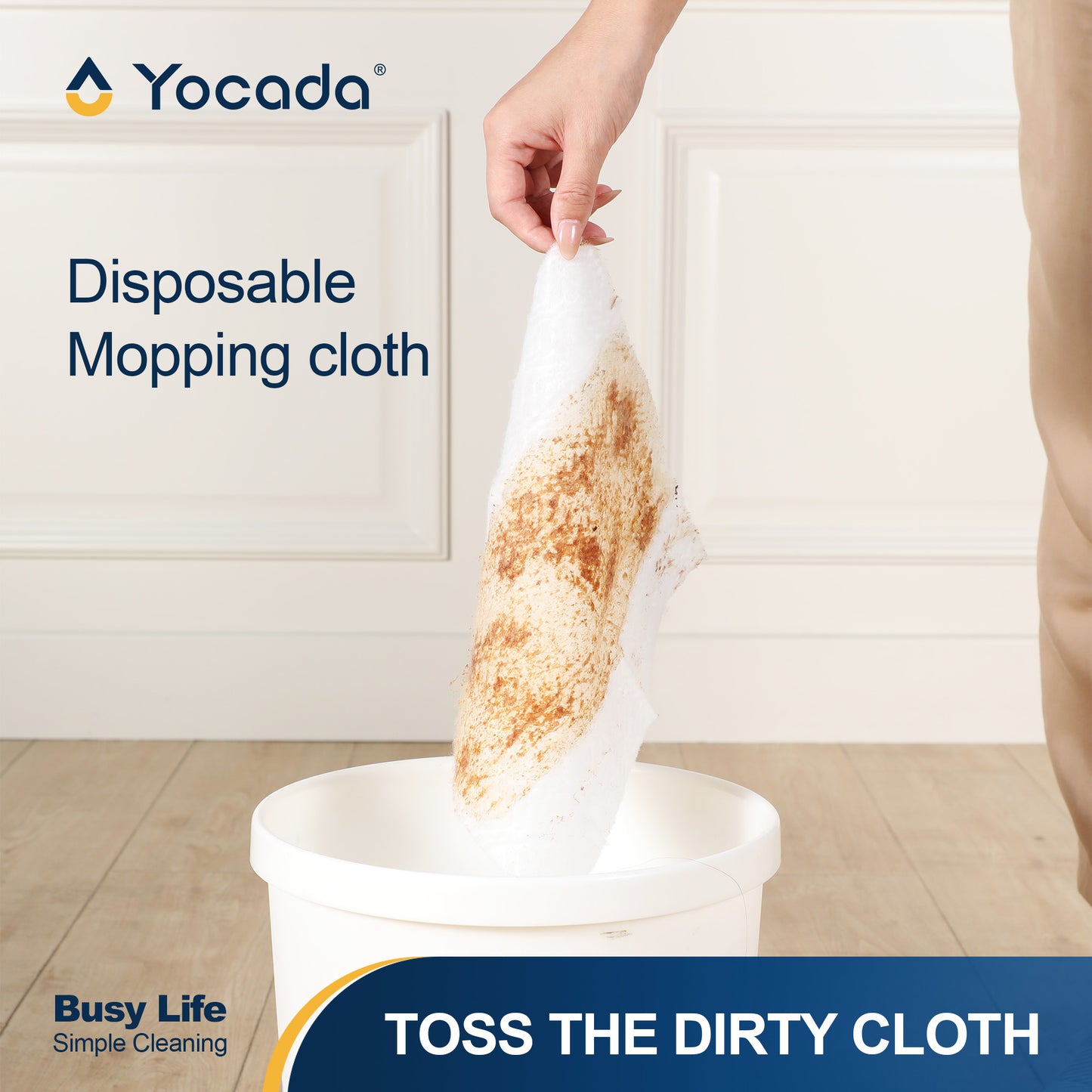 Yocada Sweeper Mops for Floor Cleaning, Disposable Dust Mop with 10 Dry Cloths, Dust Mops for Hardwood Kitchen Bathroom Pet Hair,Orange