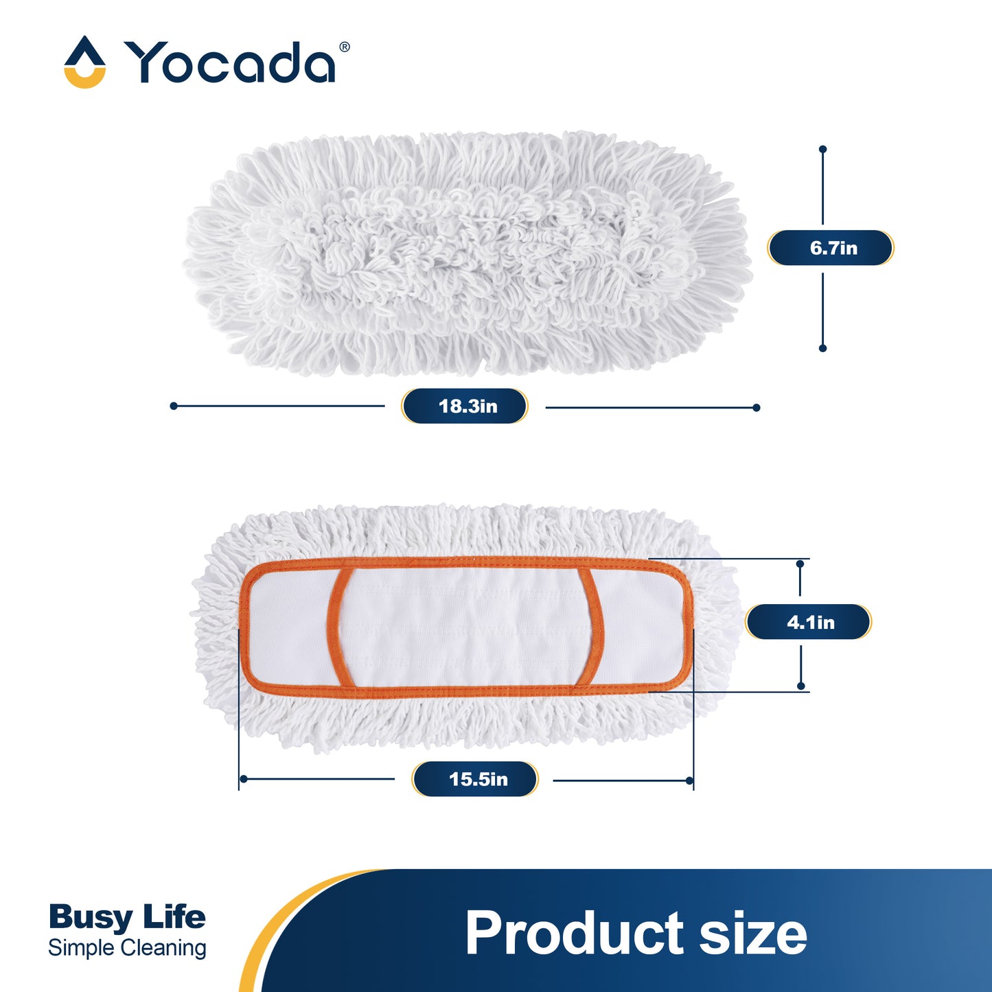 Yocada 3-Pack Microfiber Replacement Mop Pads,Dual Dry-Wet Cleaning for Wood/Tile/Marble, Washable