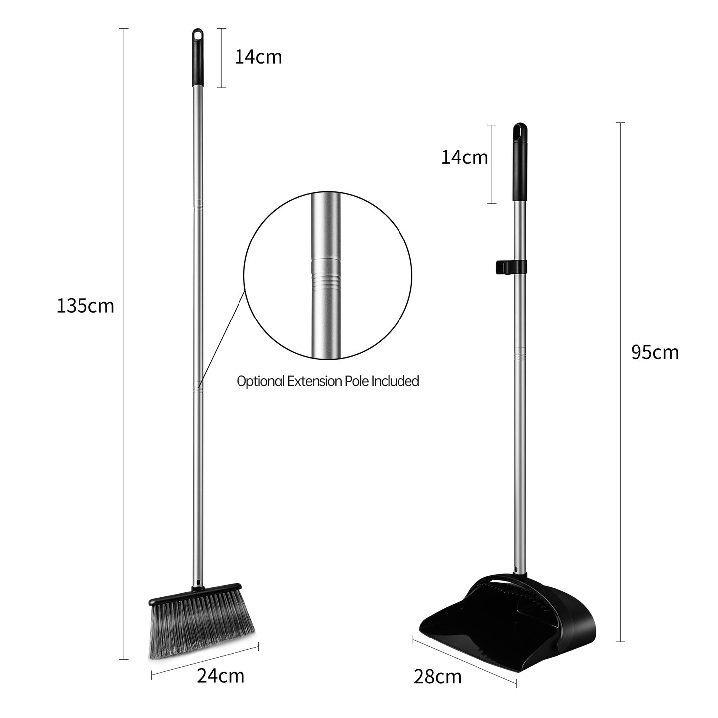 Yocada Broom and Dust Pan Set for Home Commercial Floor Cleaning