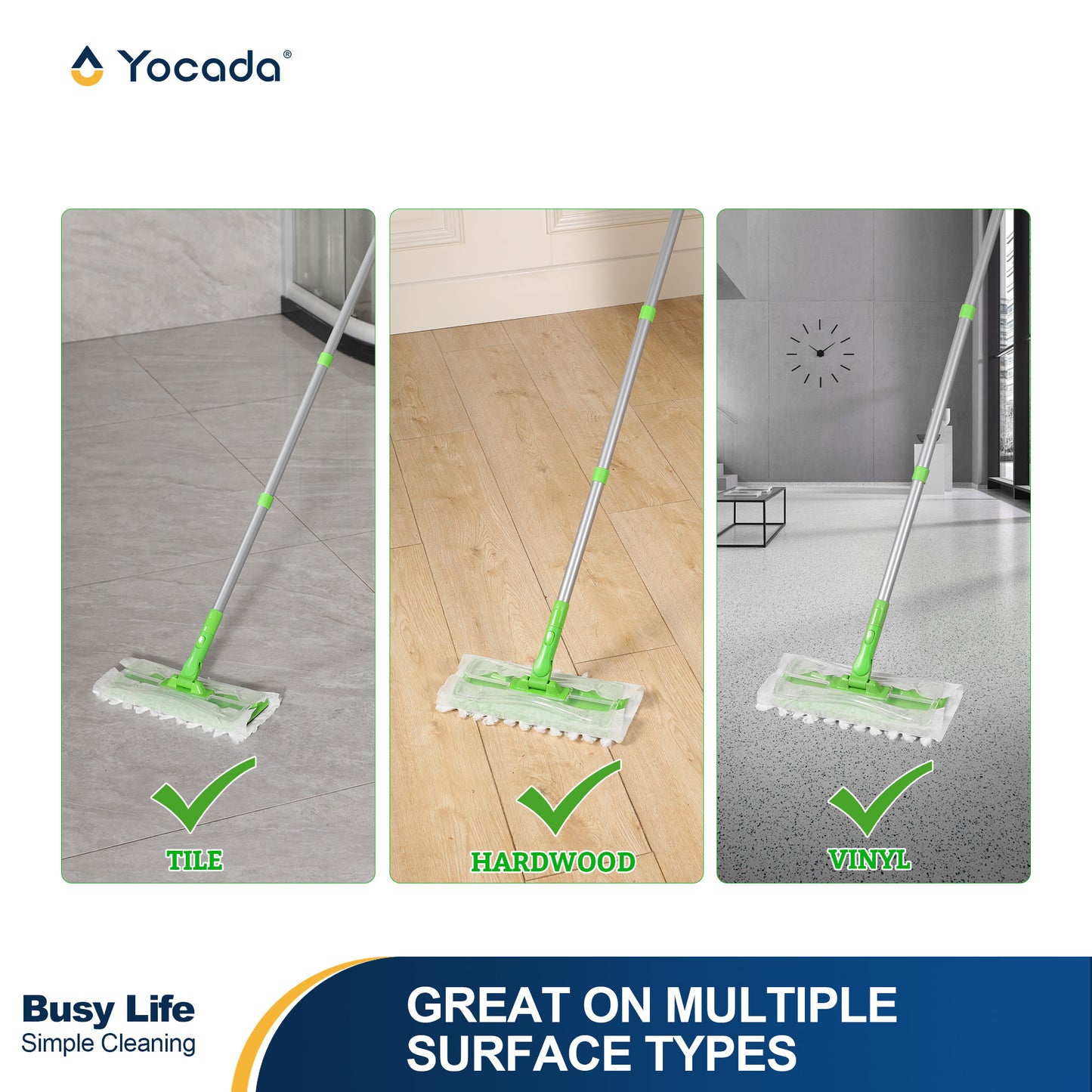 Yocada Heavy Duty Dry Sweeping Cloths, Electrostatic Pet Hair Pads Compatible with Sweeper Hardwood Laminate Tile,12 Count