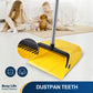Yocada Brooms Dustpan 2+1 Set - Built-in Comb Long Handle,Wide 3-Layer Stiff Bristles Heavy-Duty for Indoor Outdoor Home Commercial Pet Hair Debris