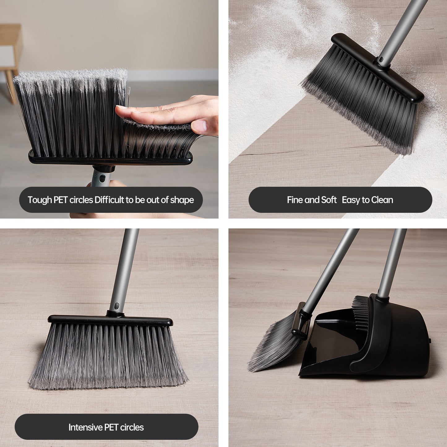 Yocada Broom and Dust Pan Set for Home Commercial Floor Cleaning