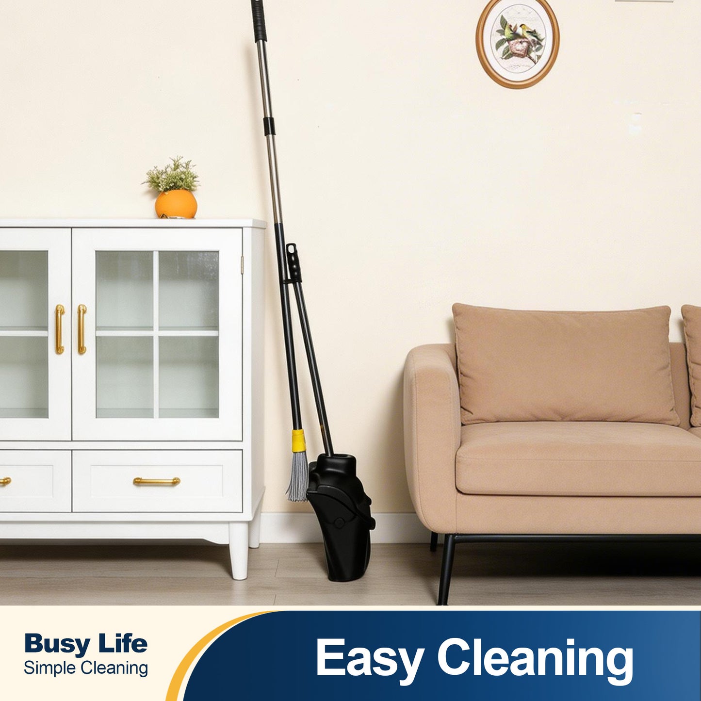 Yocada Commercial Wheeled Dustpan with Windproof Cover Heavy-Duty Large Capacity for Indoor&Outdoor,Black