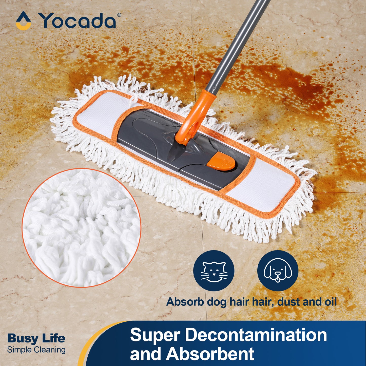 Yocada 3-Pack Microfiber Replacement Mop Pads,Dual Dry-Wet Cleaning for Wood/Tile/Marble, Washable