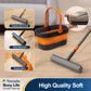 YOCADA Sponge Mop and Bucket Set with Wringer and 2 Sponge Heads for Floor Cleaning Orange