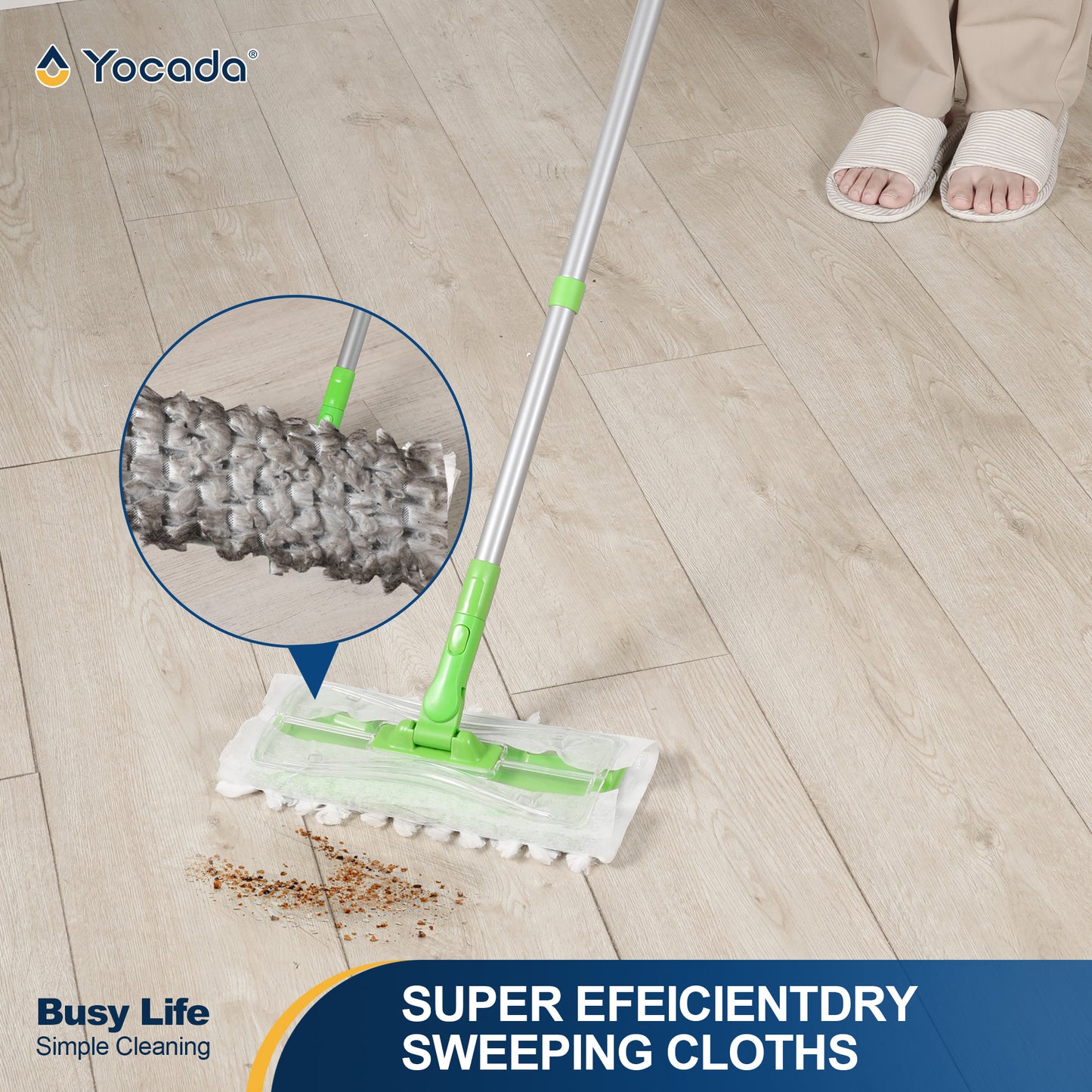 Yocada Heavy Duty Dry Sweeping Cloths, Electrostatic Pet Hair Pads Compatible with Sweeper Hardwood Laminate Tile,12 Count