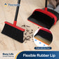 Yocada Broom and Dustpan Set with Teeth, Adjustable Handle, Helps Clean Hair, for Home Kitchen Office Floors,59in,Black&Red