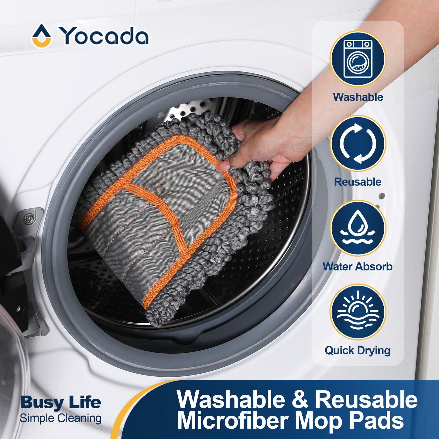 Yocada 3 Pack Twisted Microfiber Mop Replacement Pads, Thickened Sponge Dry-Wet Dual-Use Pads