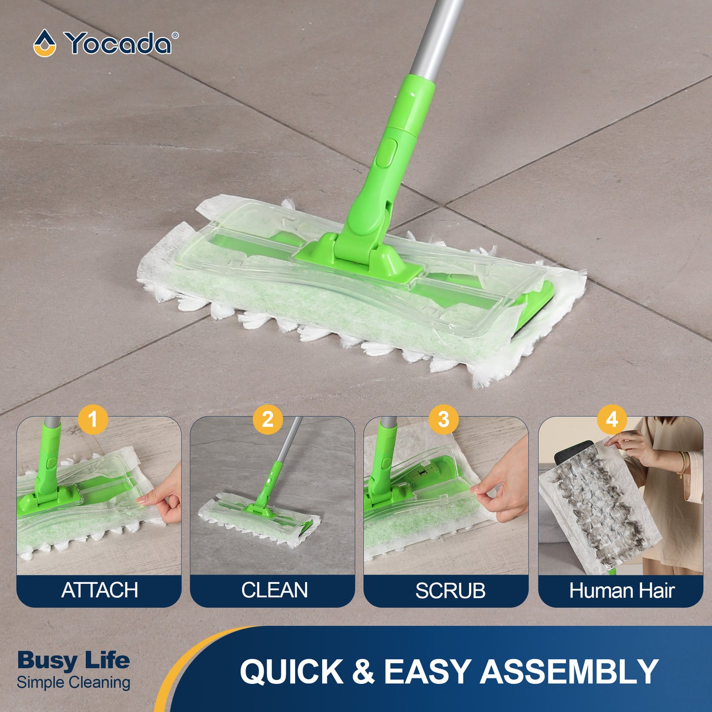 Yocada Heavy Duty Dry Sweeping Cloths, Electrostatic Pet Hair Pads Compatible with Sweeper Hardwood Laminate Tile,12 Count