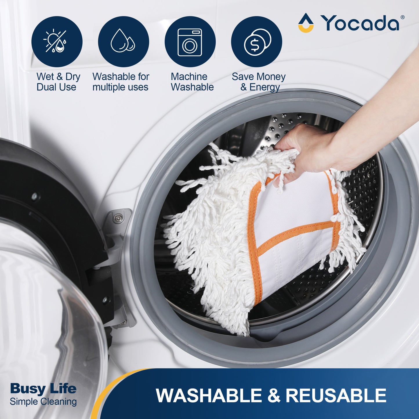 Yocada 3-Pack Microfiber Replacement Mop Pads,Dual Dry-Wet Cleaning for Wood/Tile/Marble, Washable