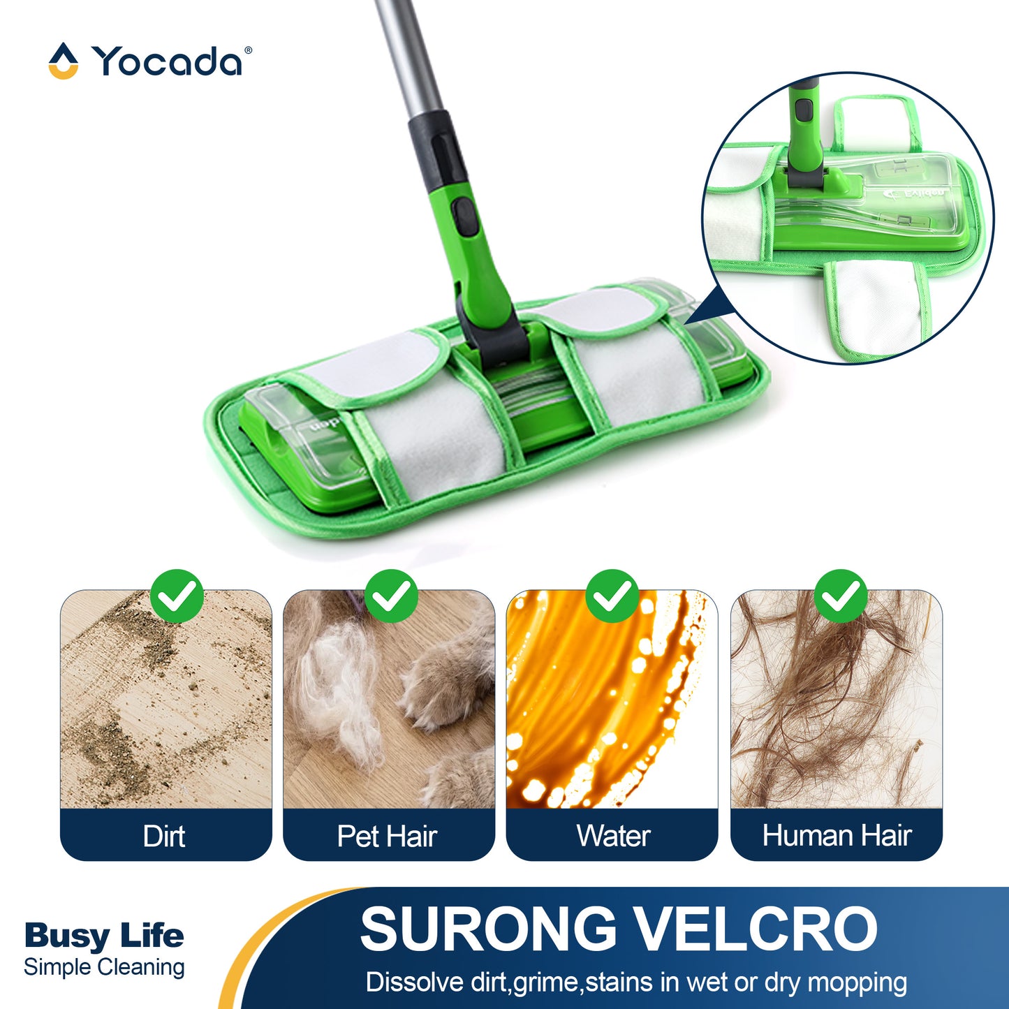 Yocada Microfiber Replacement Mop Pad - Washable & Reusable, Clip-On Universal Fit for Sweeper Mops, Deep Cleaning Power ,1 CountYocada Microfiber Replacement Mop Pad - Washable & Reusable, Clip-On Universal Fit for Sweeper Mops,1 Count