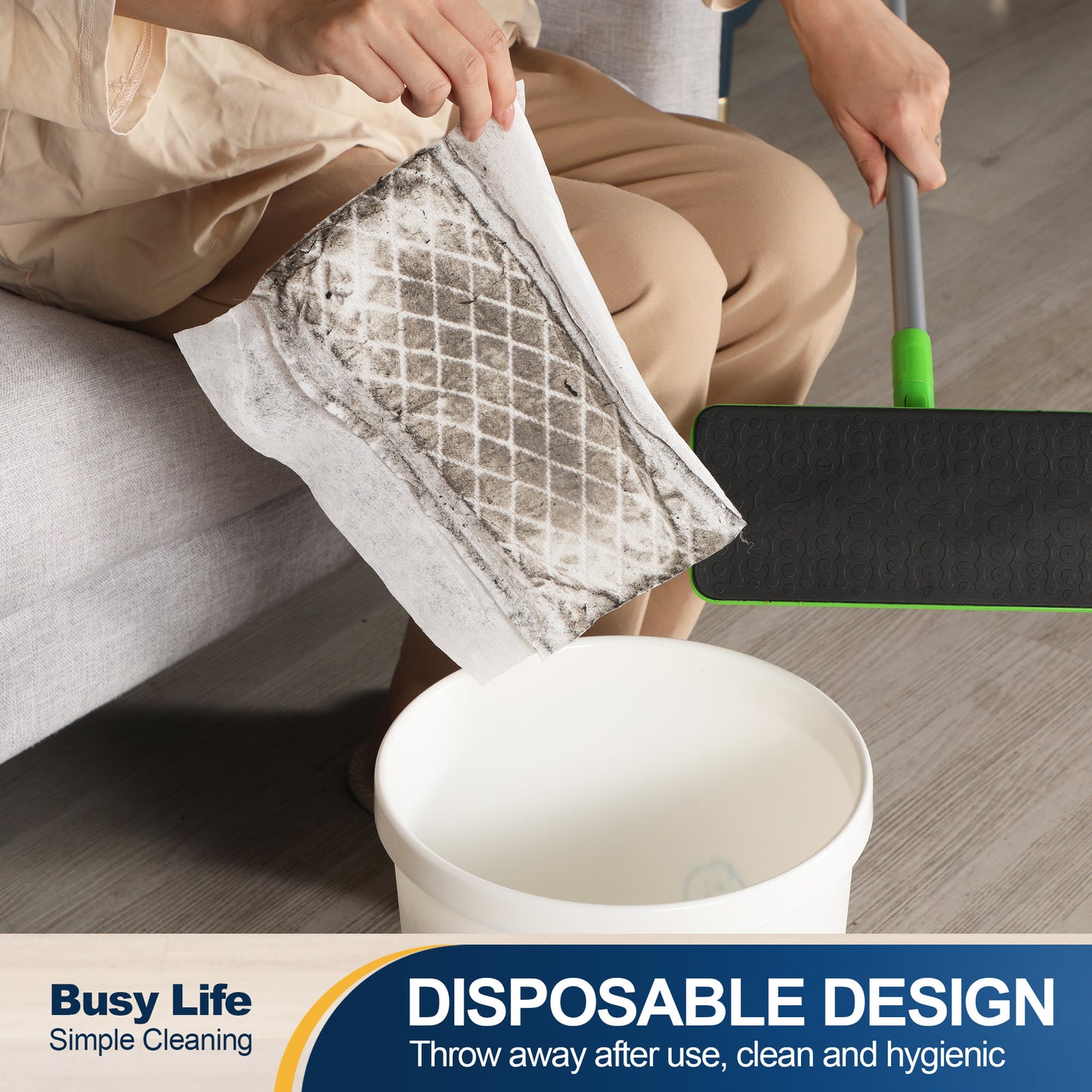 Yocada Strong Cleaning Wet Mopping Cloths, 12 Refill Pads, Captures Dust & Pet Hair for Shiny Floors, for 10 Inch Mop, Hardwood Laminate Tile