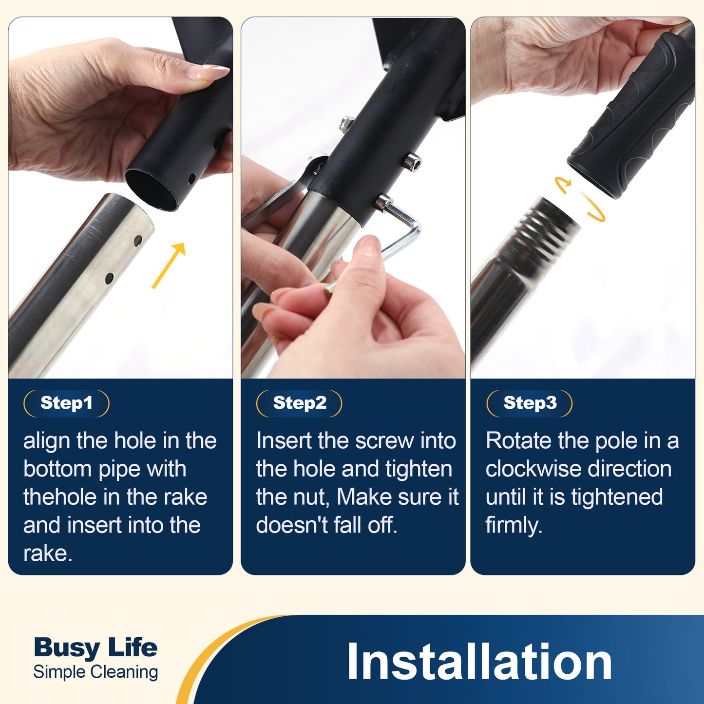 Yocada Thatch Rake 15.7" 16 Curved Tines 62" Adjustable Heavy Duty Stainless Steel Tool with Non-Slip Grip for Lawn Care