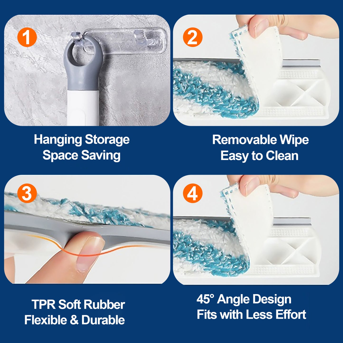 2-in-1 Spray Window Squeegee with 51.2" Extension Pole, Built-in Water Tank, Multi-Use Squeegee for Home Shower Car Windshield