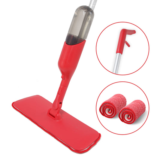 Yocada Microfiber Spray Mop for Wood Floor Cleaning with 2 Washable Mop Pads 360 Degree, 400ML, Red