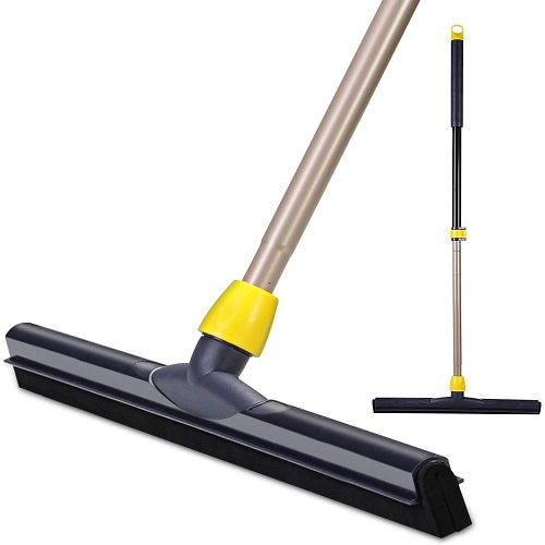 Yocada Floor Squeegee Scrubber 54in Long Adjustable Telescopic Pole Heavy Duty Household Broom