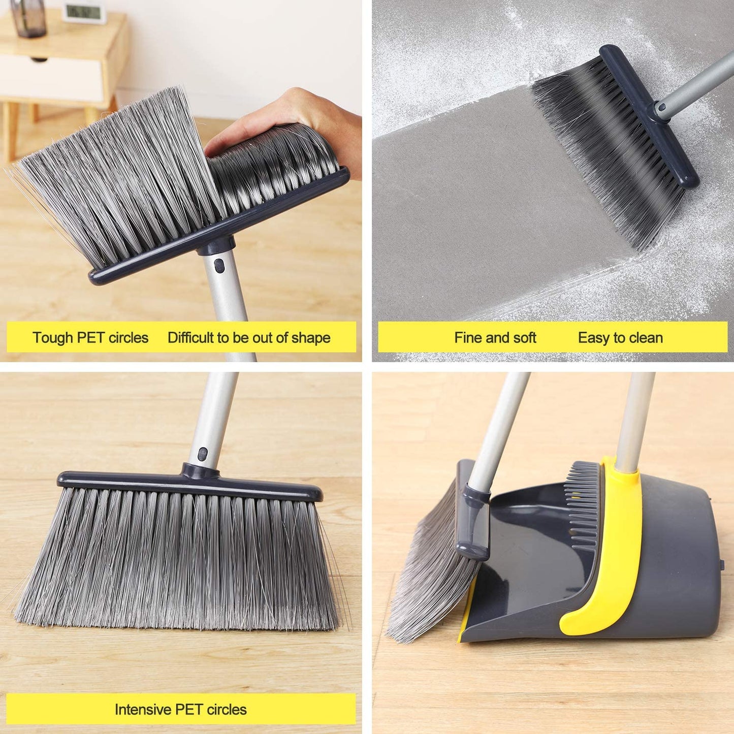 Yocada Floor Pet Hair Rubbish 52"  Broom and Dust Pan Set