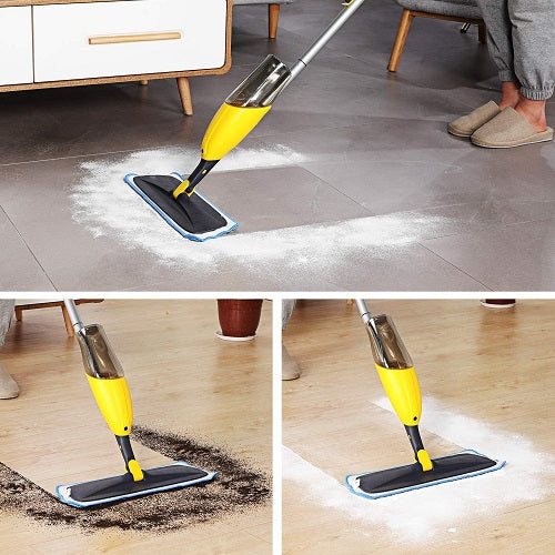Yocada Microfiber Spray Mop with 2 Washable Mop Pad ， 600ml，yellow