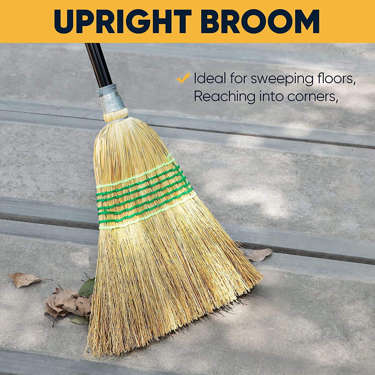 SPEEDY CORN M437050 Commercial Straight Broom with Stiff Bristles