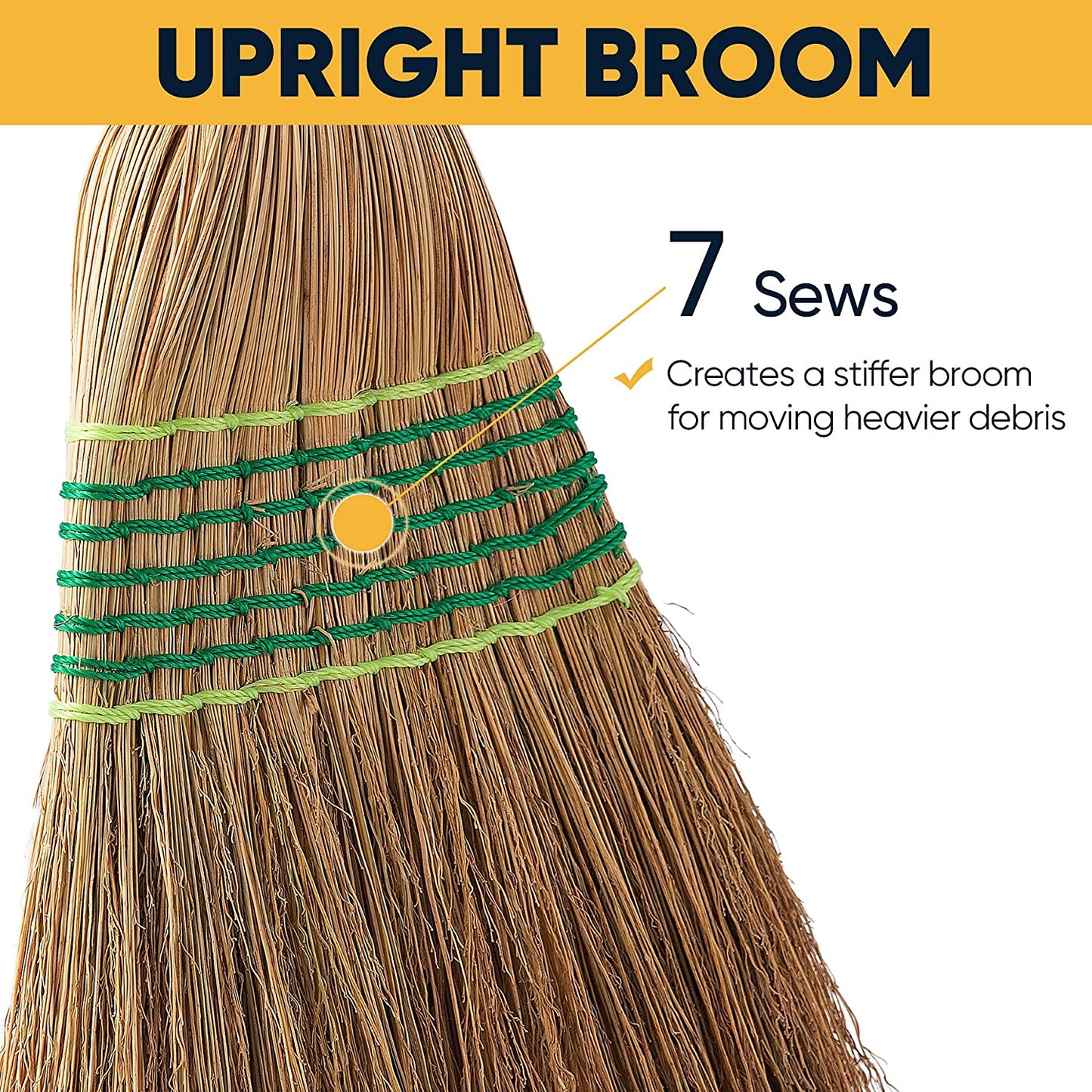 Yocada Heavy-Duty Broom Corn Broom Outdoor Commercial Indoor