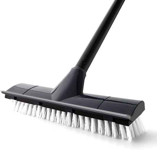 Yocada Floor Scrub Brush 50" Handle 2 in 1 Scrape Brush Stiff Bristle Shower Scrubber