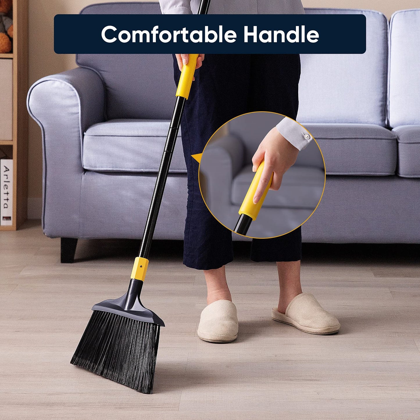 Yocada Heavy-Duty Broom Outdoor Commercial Perfect for Courtyard Garage Lobby Mall Market Floor Home Kitchen Room Office Pet Hair Rubbish 54Inch