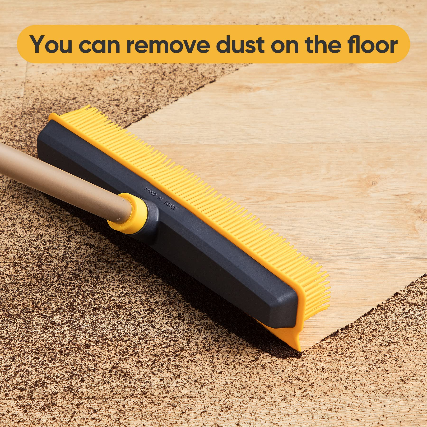 Yocada Pet Hair Removal Rubber Broom with Squeegee in Floor