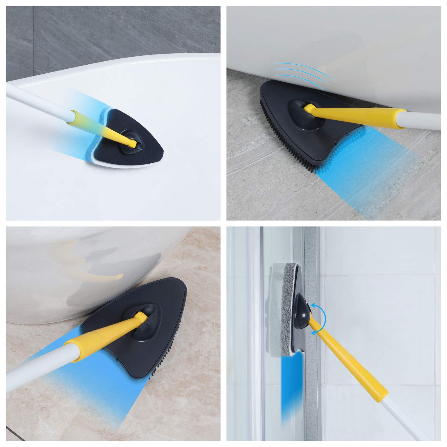 Yocada Tub Tile Scrubber Brush with 2 Scouring Pads 1 TPR Brush Head No Scratch for Cleaning Bathroom Kitchen Toilet Wall Tub Tile Sink