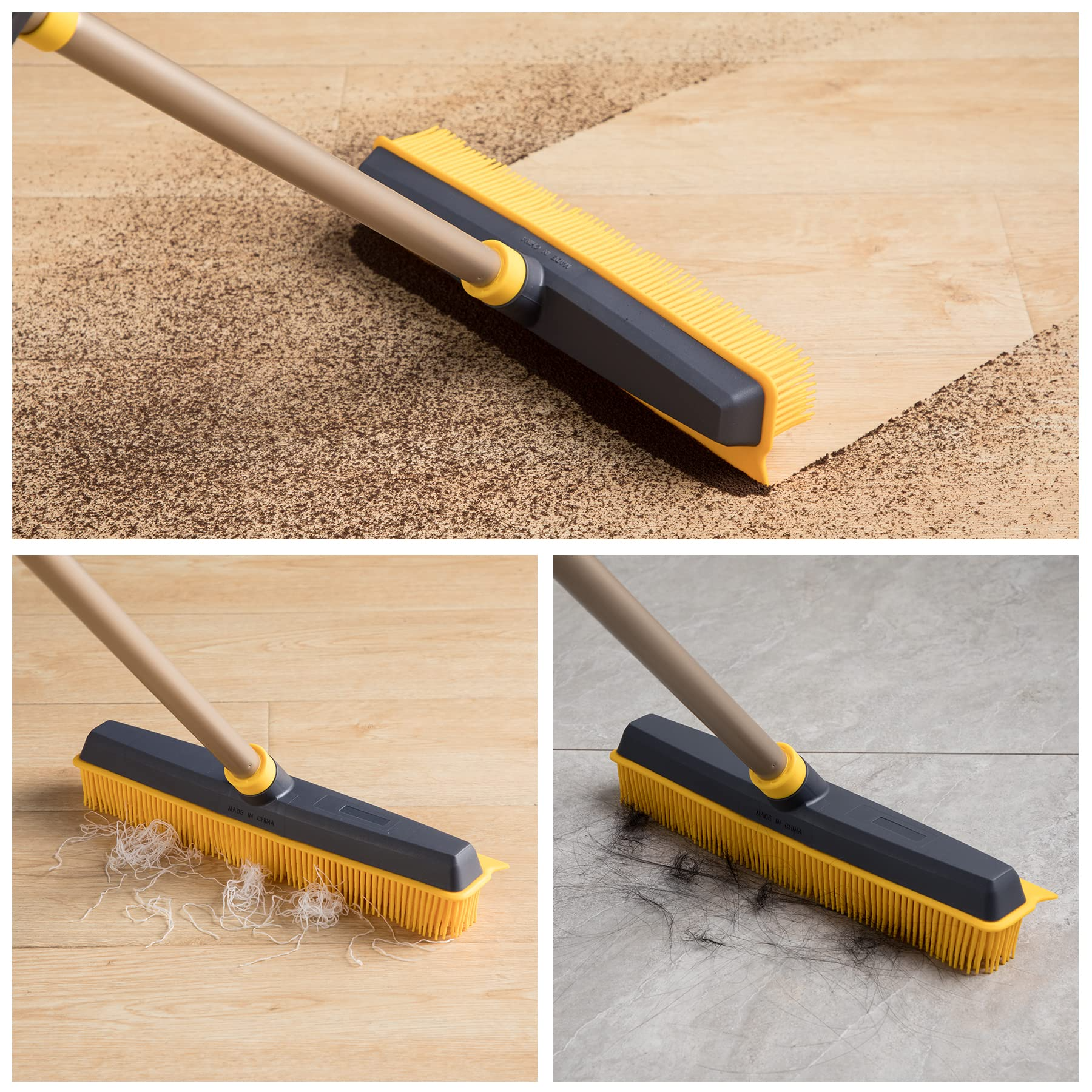 Yocada Push Broom Brush Stiff Bristles Broom Head Telescopic Heavy-Duty  Outdoor Commercial for Cleaning Bathroom